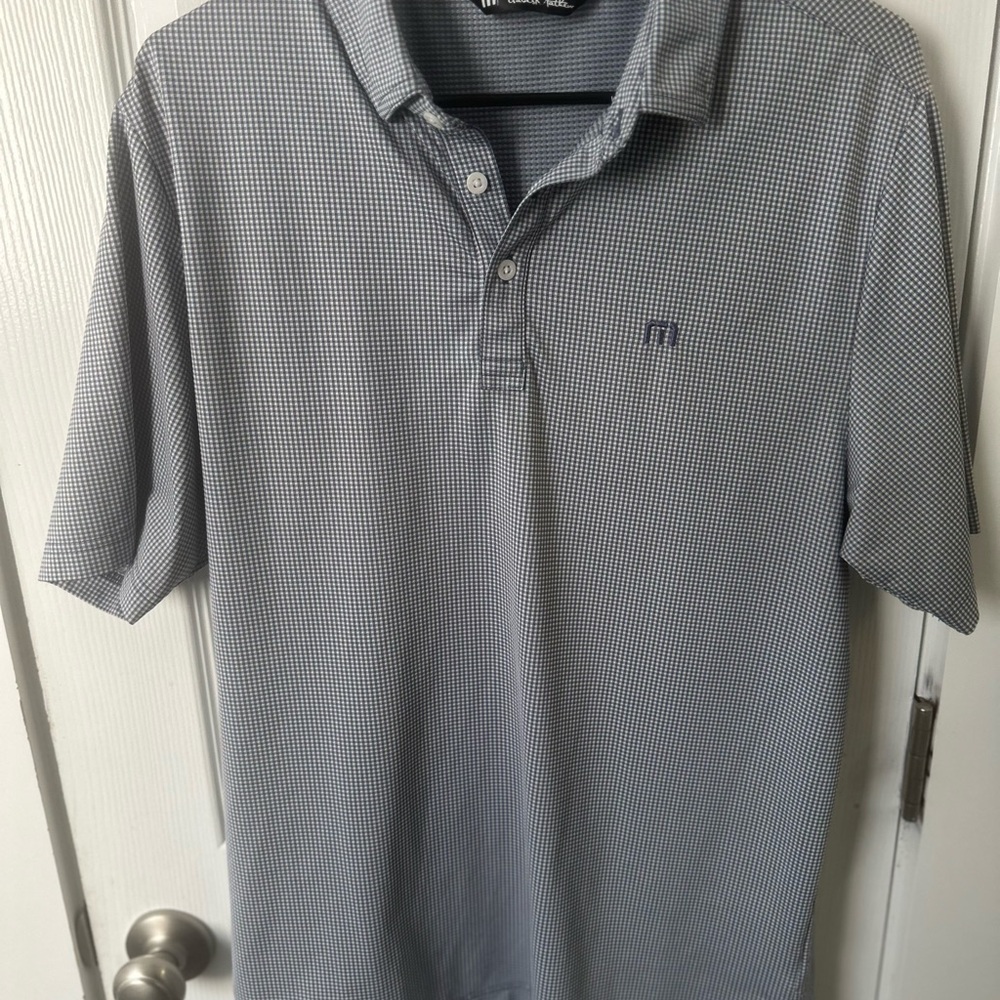 Travis Mathew Blue Checkered Polo Shirt